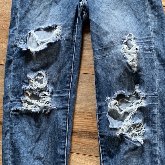 American Eagle sz 0 curvy super hi-rise jegging jeans distressed euc - Picture 3 of 9